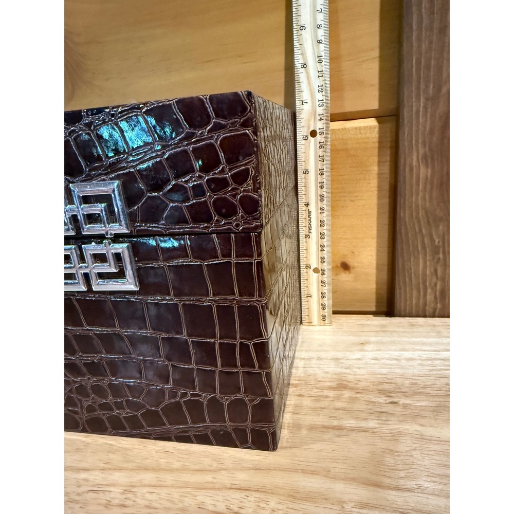 J.T. Rose & Co Dark Brown Croc Embossed Faux Leather Decorative Box - Picture 6 of 7